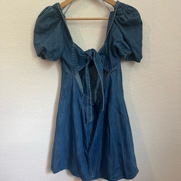 Zara Denim Mini Balloon Sleeve Dress - Picture 10 of 13